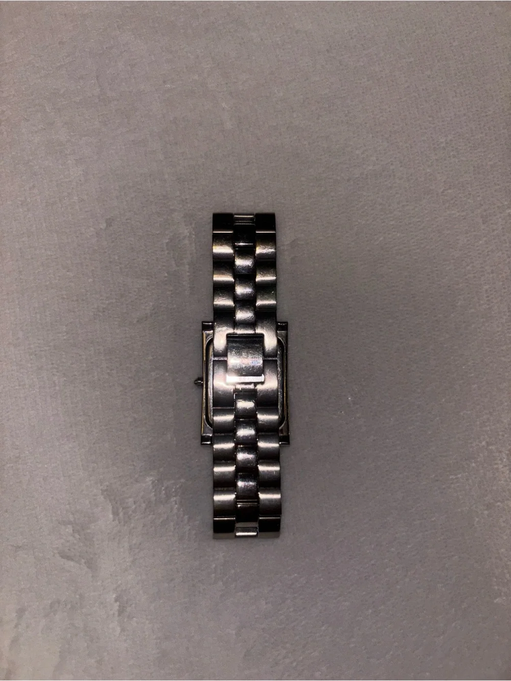 Bulova Men's Black and Silver Stainless Steel Rectangular Watch